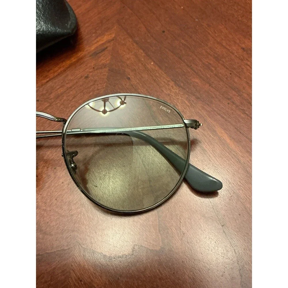 Ray-Ban Round Metal RB3447 Silver Metal Frame Gray Tinted Glass Lens w/ Case 15